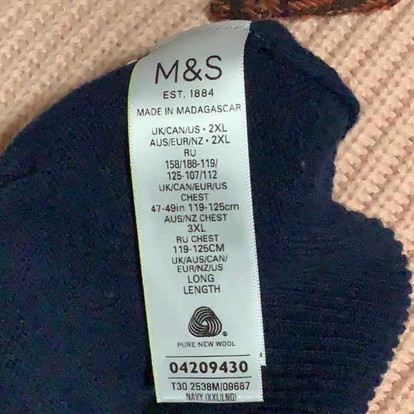 M & S Navy Blue Lambswool Sweater Vest Office Top - Picture 9 of 10